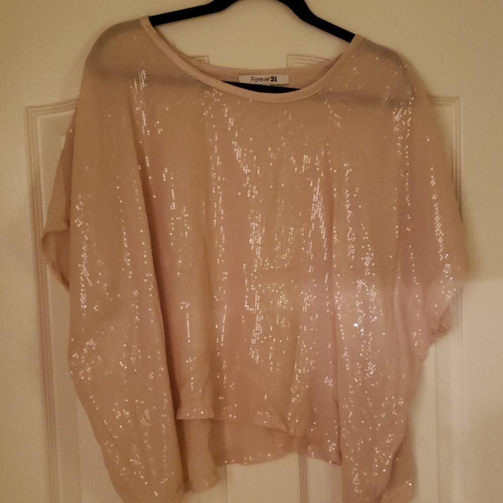 Nude sequin forever 21 shirt